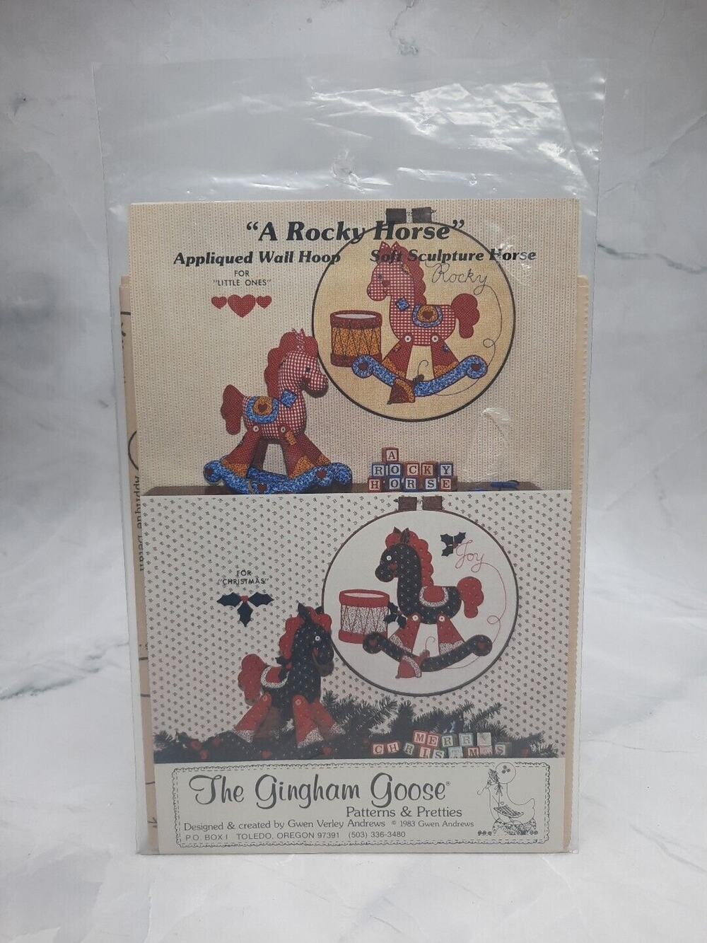 The Gingham Goose A Rocky Horse Applique Wall Hoop or Soft Sculpture Pattern